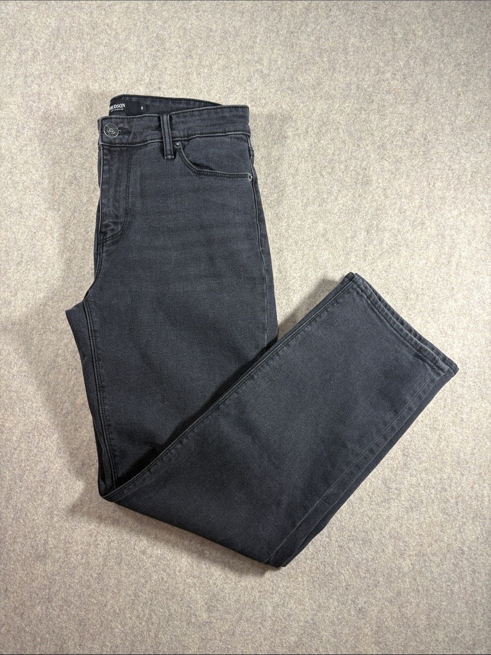 Hudson Jeans Mid Rise Straight Leg Faded Black Night Time Stretch Size 8 EUC